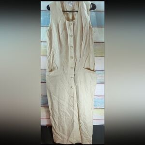 Valerie Stevens Beige Pure Linen Maxi Dress